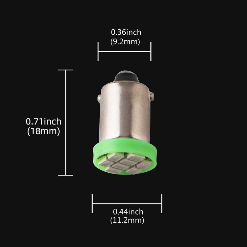 Grandview BA9 BA9S 53 57 1895 64111 Car Vehicle BA9S Green Super Bright LED Bulbs Used for Side Door Courtesy Lights Map Lights-Pack of 10 - Image 2